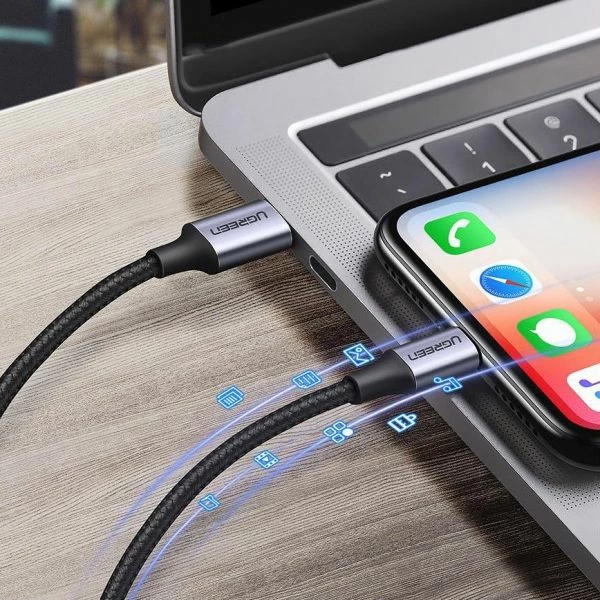 Kabëll Ugreen 107697 USB-C në Lightning MFi 1 m 3A/36W, Argjendtë