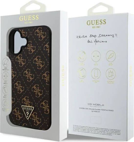 Mbështjellës Guess Triangle për iPhone 16 Plus, i zi