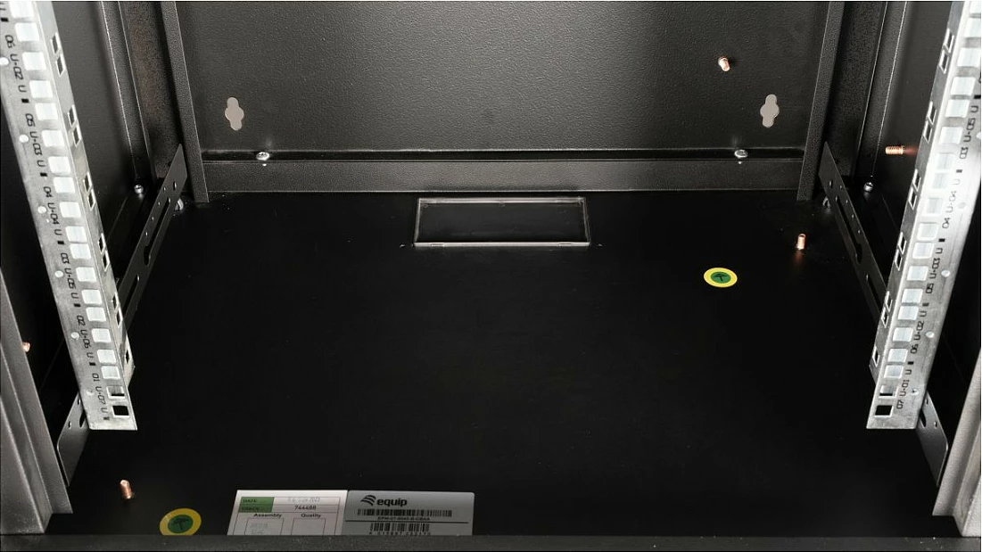 Kabinet rrjeti rack muror EQUIP Eco Mount 19", 7U, 600x450 mm, derë xhami e temperuar, me çelës, i zi