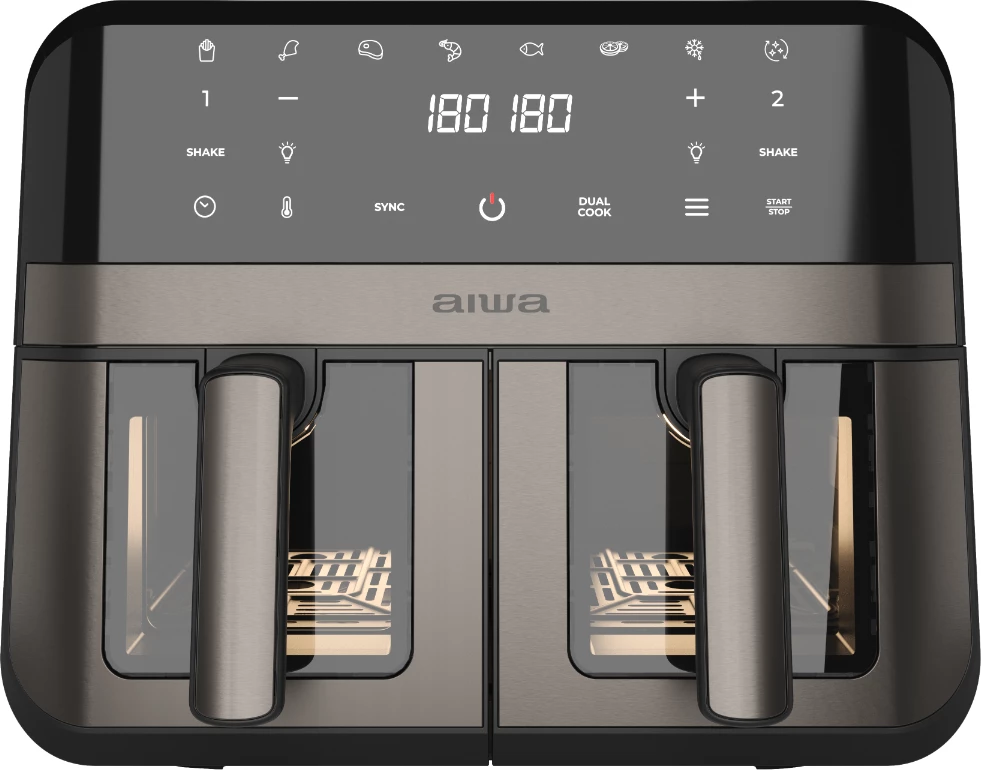 Fritezë me ajër të nxehtë AIWA FUTAGO AFR-9000 9L (2x4.5L) 2400W, e zezë/inox