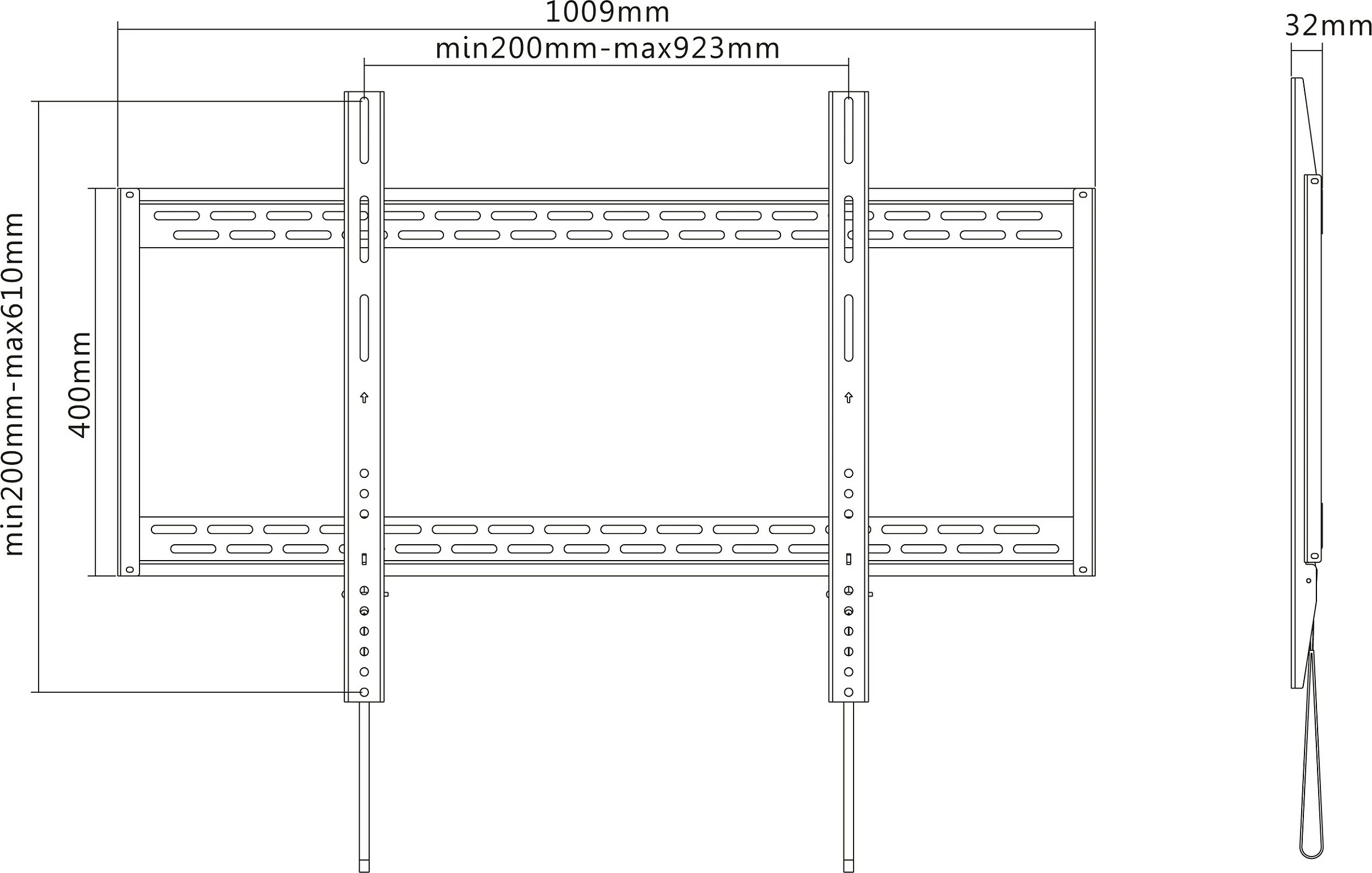 Mbajtëse muri TV EQUIP 60-100 inç, VESA 200x200-900x600, 100 kg, e zezë
