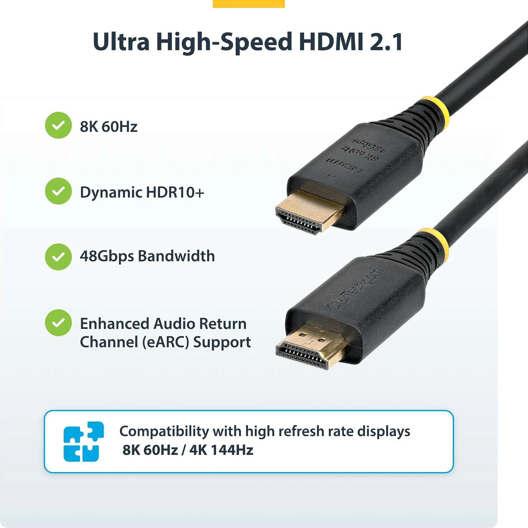 Kabllo HDMI StarTech 2m, HDMI 2.1, 8K 60Hz/4K 120Hz, 48Gbps, eARC, HDR10+, e zezë