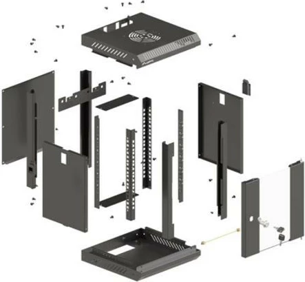 Kabinet RACK montim muri, Lanberg WF11-3306-10B, 10", 6U, 300x300 mm, derë xhami, IP20, ngjyrë e zezë