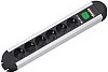 Zgjatues rryme tavoline Bachmann PRIMO, 6 prizash Schuko (CEE7), 1.75m, me switch, 16A/3680W, zi/gri