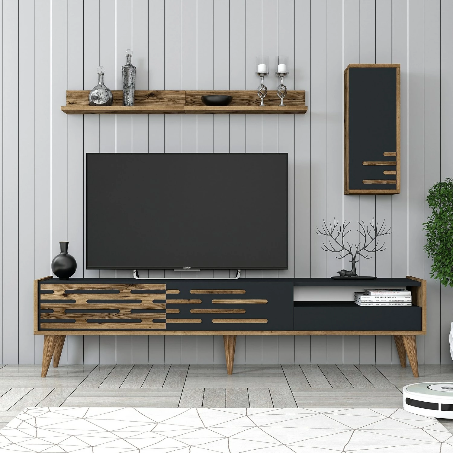 Set komodë TV Hanah Home, Valensiya, ngjyrë arre dhe antracit