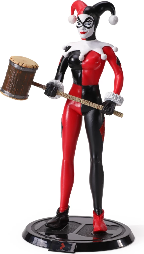 Figurinë fleksibile NOBLE COLLECTION Bendyfigs DC Suicide Squad (Comic) Harley Quinn Jester 19 cm, me çekan