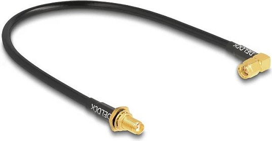 Kabllo antene DeLOCK 12110, RG-58, SMA mashkull në SMA mashkull, 0.3 m, e zezë