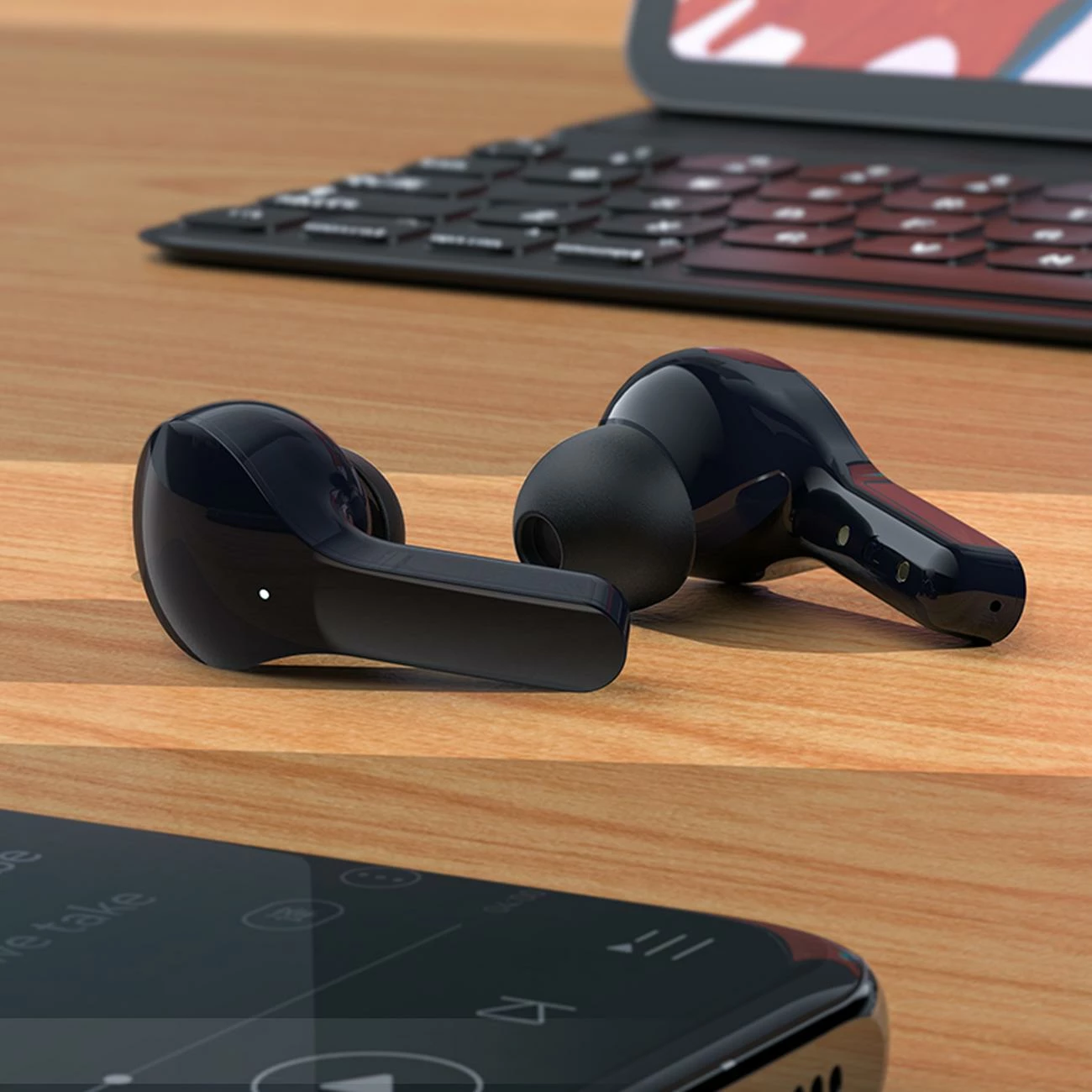 Kufje Acefast T6 TWS wireless, Bluetooth, me ekran LED, Blu
