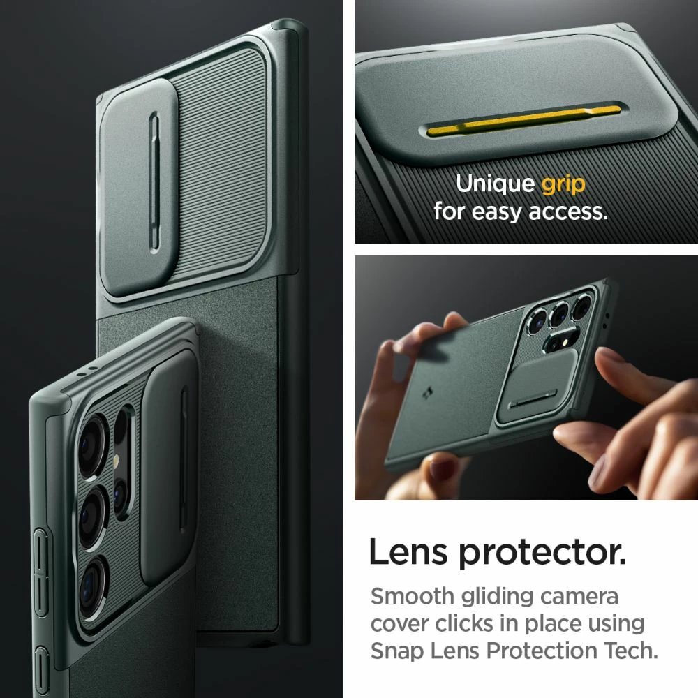 Mbështjellës Spigen Optik Armor për Samsung Galaxy S24 Ultra, Gjelbër e errët