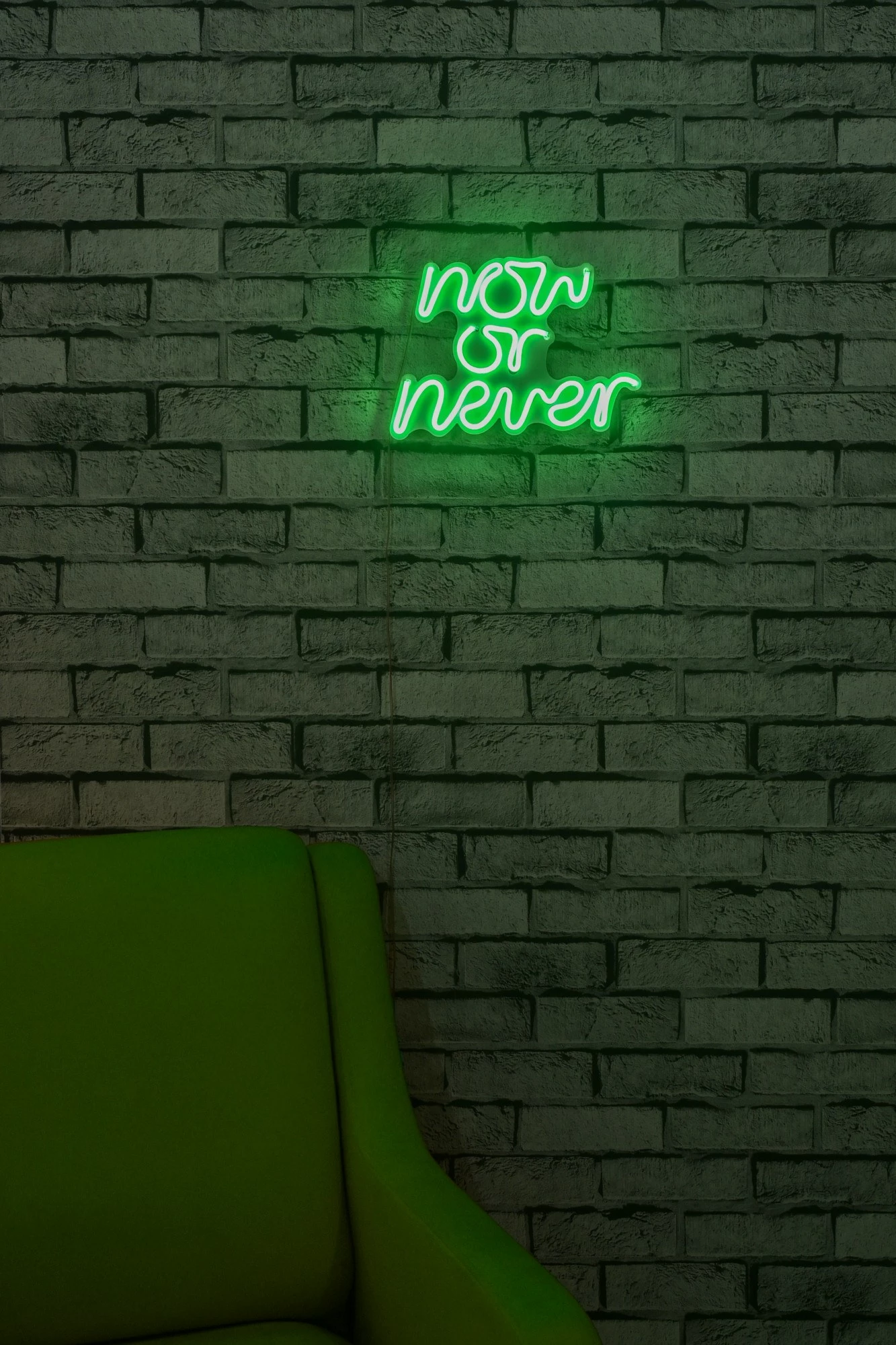 Dekor dritash LED plastike, 'Now or Never', ngjyrë e gjelbër