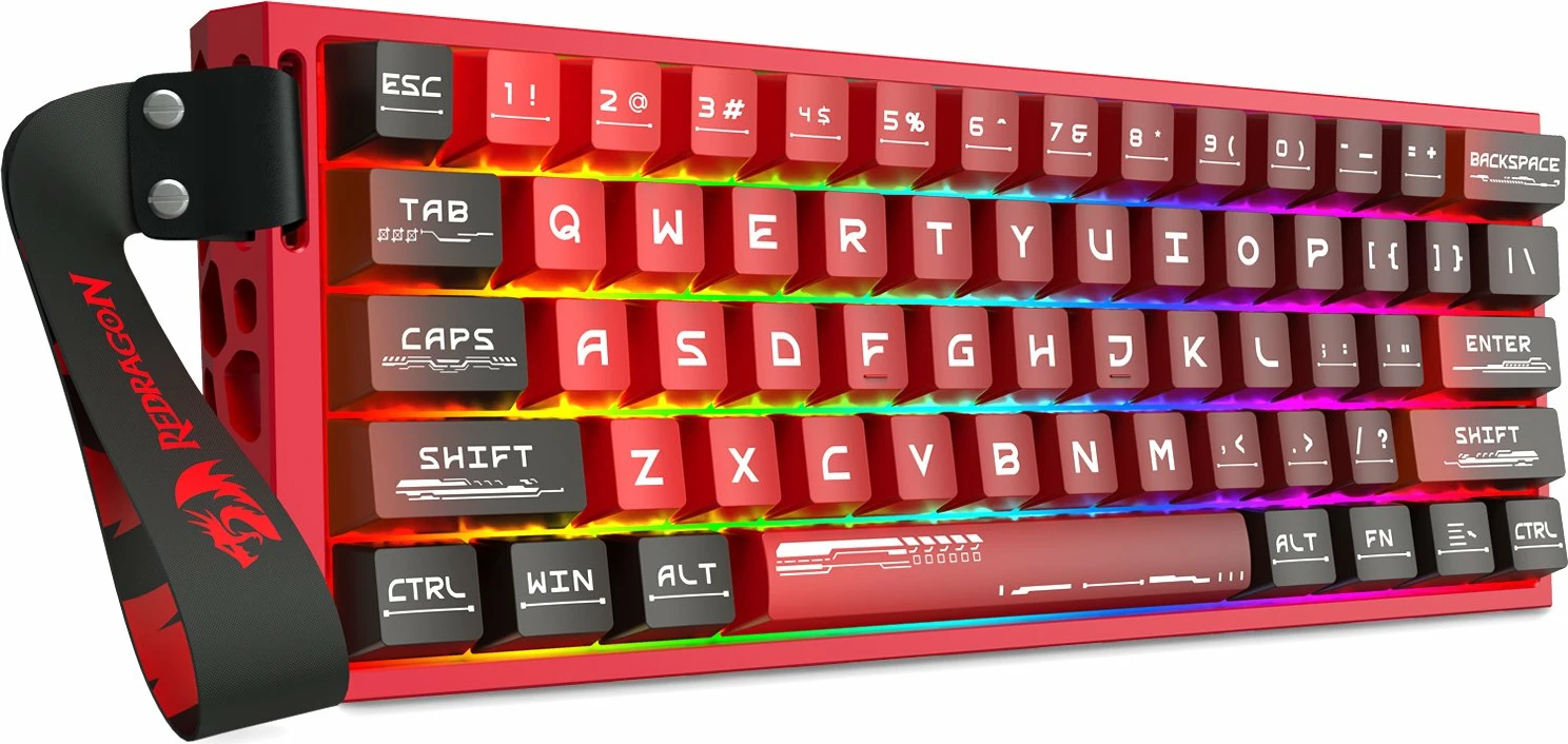 Tastierë gaming Redragon Venom K753-RGB-M 60% (61 taste), magnetic Next-GEN UltraMag, Rapid Trigger, RGB, USB-C, US layout, e kuqe