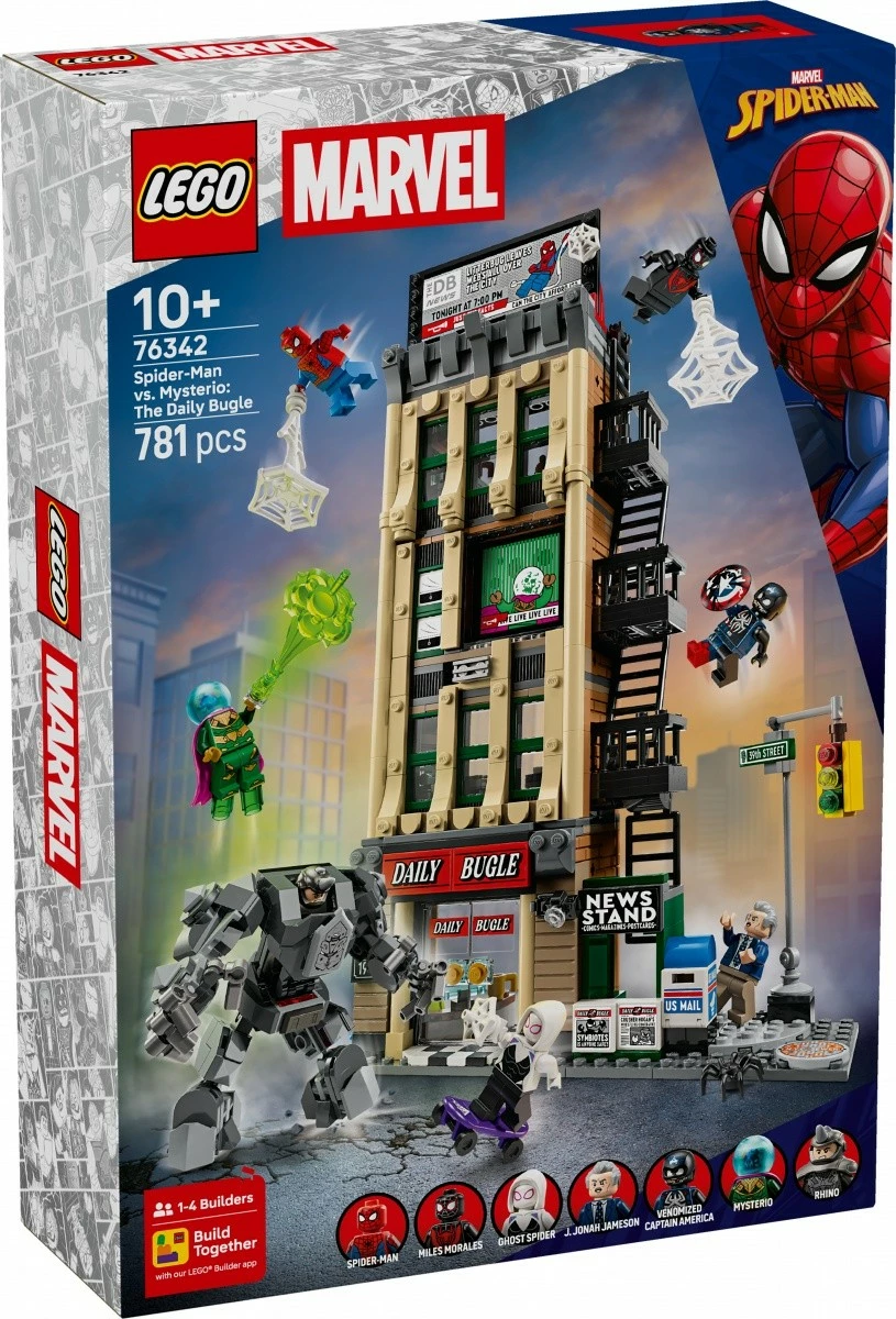 Set ndërtimi, LEGO Marvel, 76342 Spider-Man vs Mysterio Daily Bugle, 781 pjesë, moshat 10+, set i madh