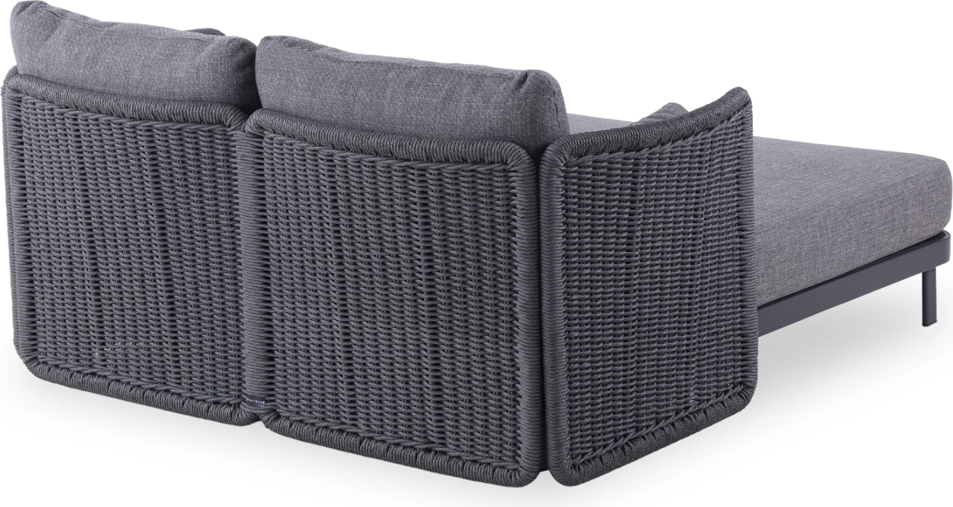 Daybed dy-vendësh DESTINY, alumin & p.e. wicker, ngjyrë qymyr, CD6408.02, 202x170x73.5cm