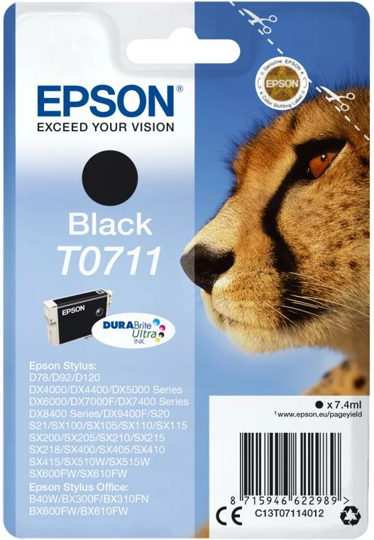 Patrone boje, Epson, T0711 C13T07114012, origjinal, e zezë