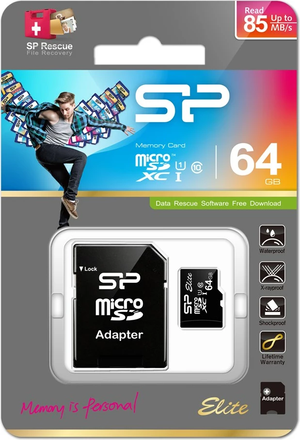 Kartë memorie Silicon Power Elite MicroSDXC, 64GB, e zezë