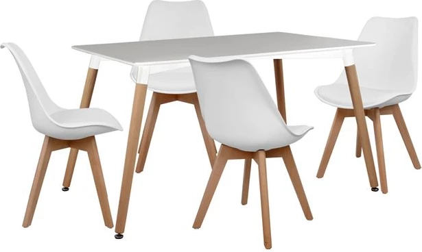 Set tavoline ngrënieje 5 pjesë FH10193.01 me tavolinë Minimal dhe Vegas e bardhë 120x80x73 cm