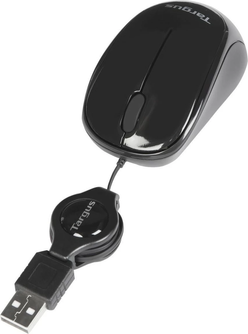 Maus Targus me kabllo tërheqëse, USB, 1000 DPI, i zi