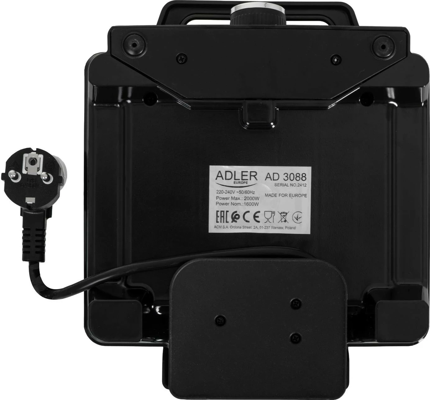 Aparat për gofra Adler AD 3088, 2000W, plastikë, i zi