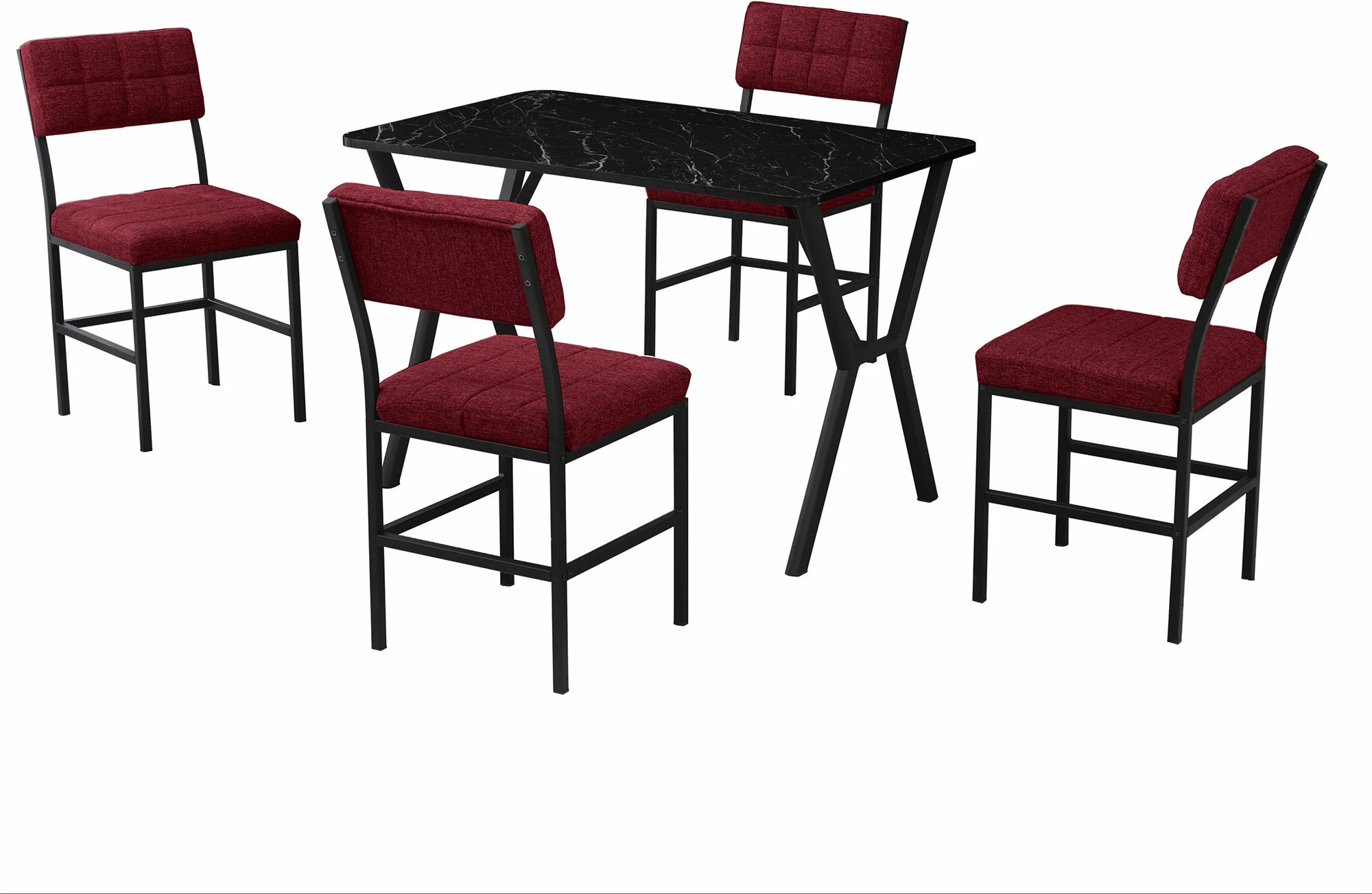 Tavolinë me karrige, zgjatshme, 5 copë, Skye Decor, Dubai, burgundy, e zezë