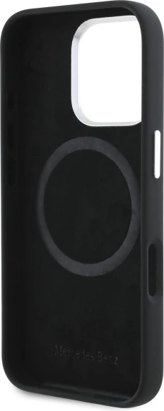Mbështjellës Mercedes Silicone Vertical Tonal Stripes MagSafe për iPhone 16 Pro Max, Zi