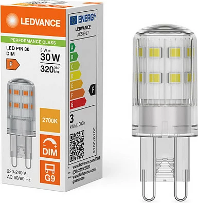 Llambë LED OSRAM LED PIN G9 DIM P 3W 827, G9, 2700K, dimmable, transparente
