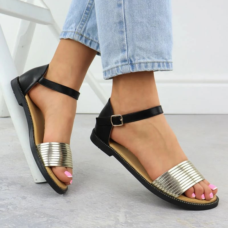 Sandale Filippo DS6917 femra, të zeza dhe të arta