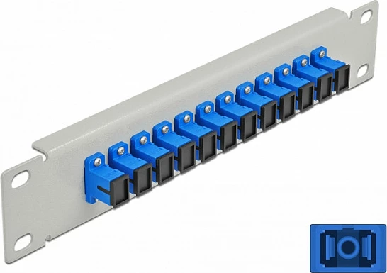 Panel patch fiber optike DeLOCK 10" 12-Port SC Simplex, 1U, gri/blu