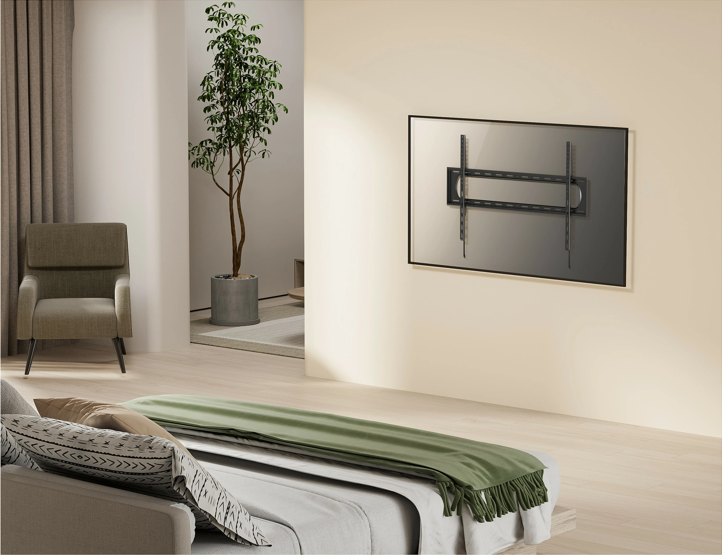 Mbajtëse muri për TV EQUIP 60"-120", fikse, VESA 900x600, 120kg, e zezë