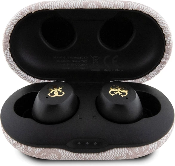 Kufje TWS Guess 4G Metal me dok stacion, Bluetooth 5.3, rozë