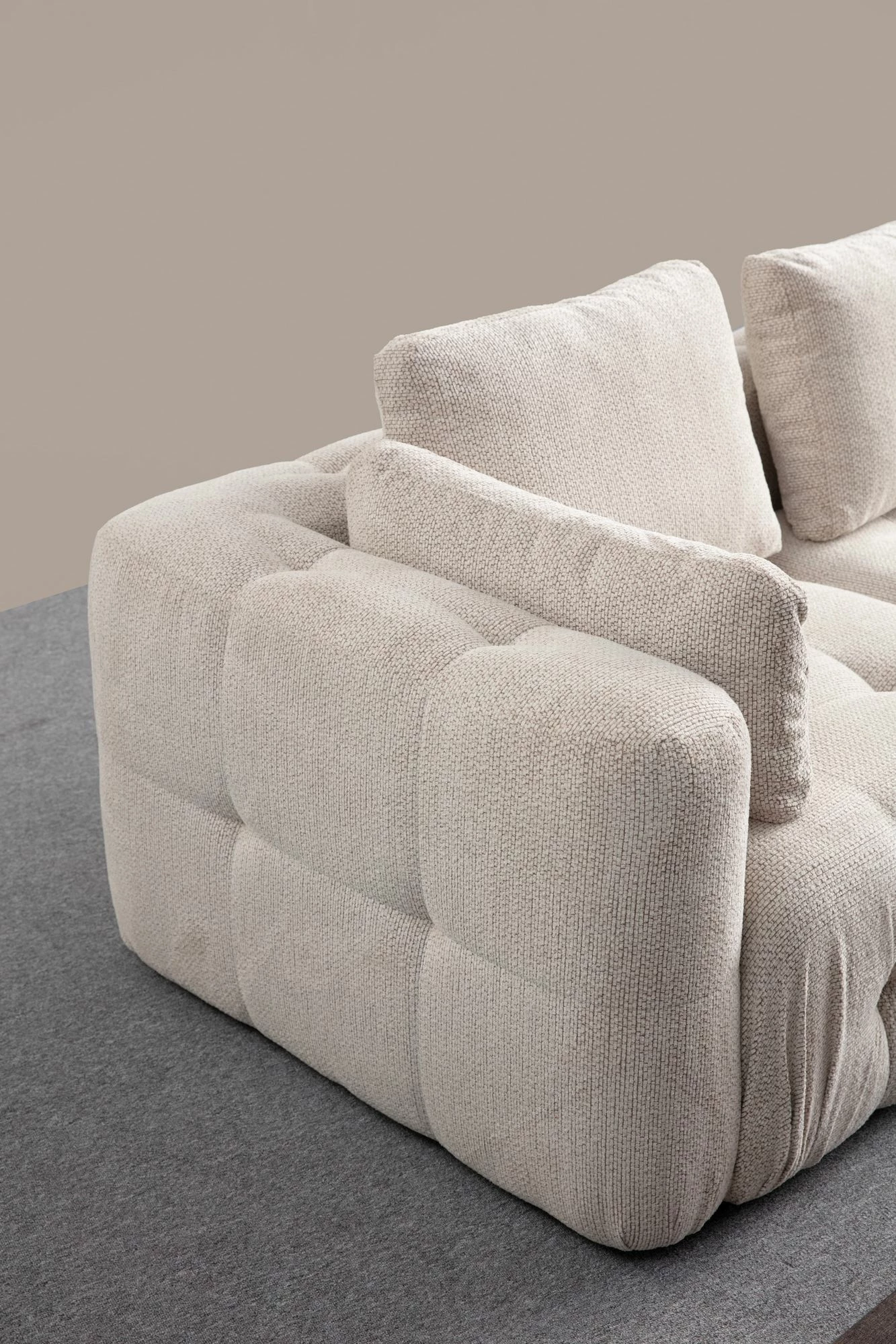 Këndare Amaris 3 vende me pouffe, bezhë