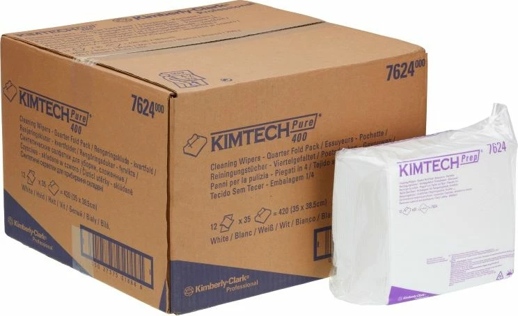 Lecka pastrimi, Kimberly-Clark Kimtech Pure, të palosura 38.5 x 35.1 cm, 35 copë, 100% celulozë, e bardhë
