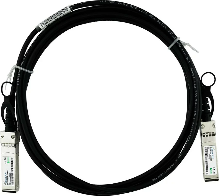 Kabllo DAC SFP+ BlueOptics BlueLAN SFP-10G-C3M, 10Gbps, 3m, e zezë