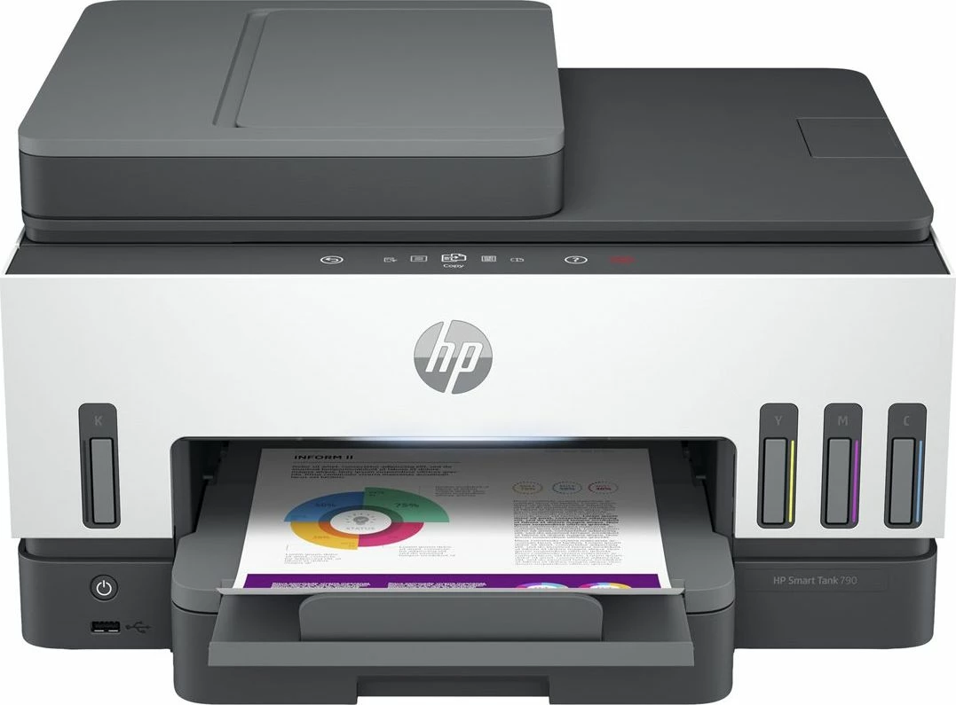 Printer multifunksional inkjet HP Smart Tank 790 4WF66A, A4, Wi‑Fi/Ethernet/USB, CISS, i bardhë