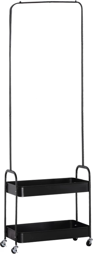 Raf garderobe metalik, ngjyrë e zezë, 56x31x152 cm