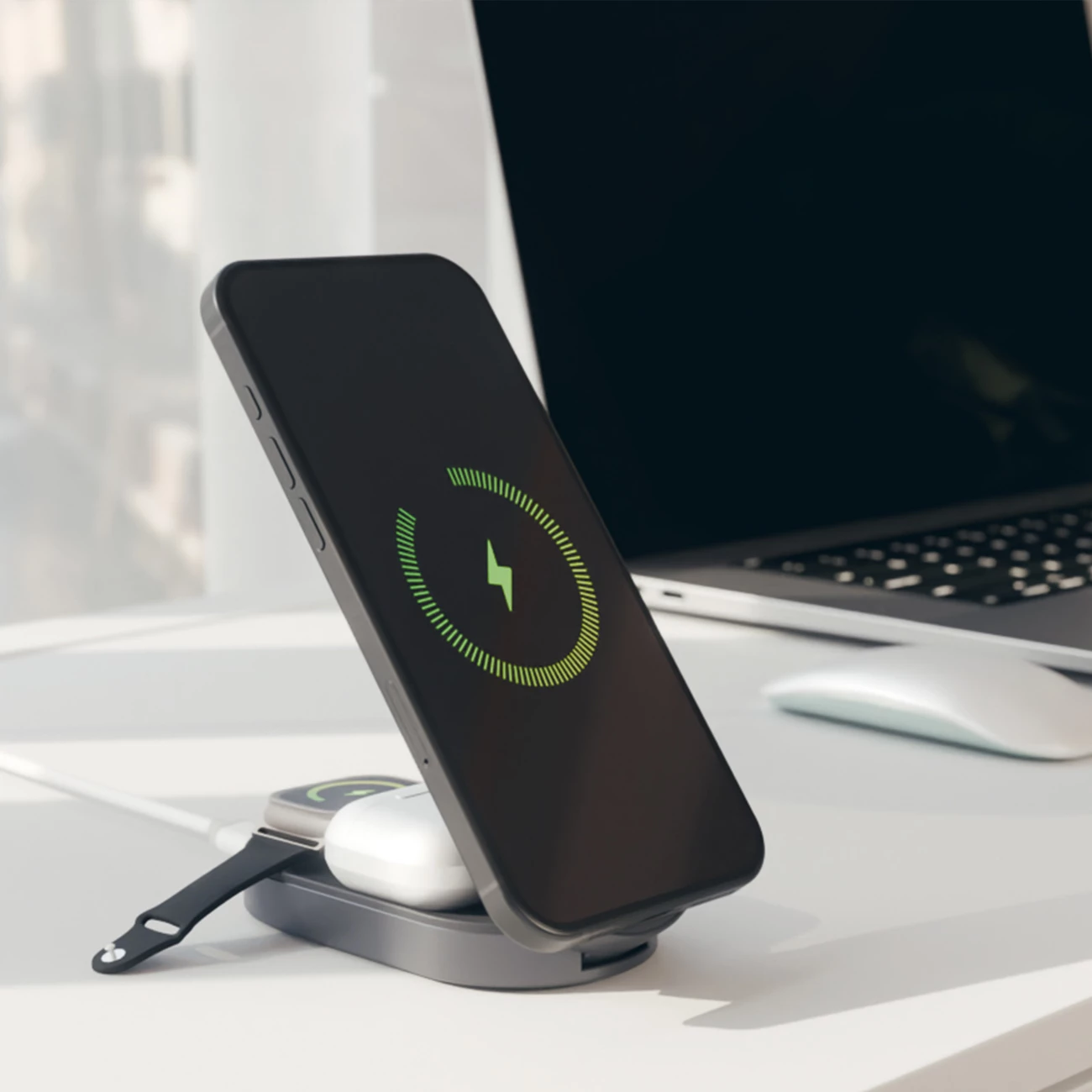 Karikues pa tel 3‑në‑1 palosës, SBS Power Dock 3 in 1, Qi2 & MFi, 15 W, USB‑C, i zi