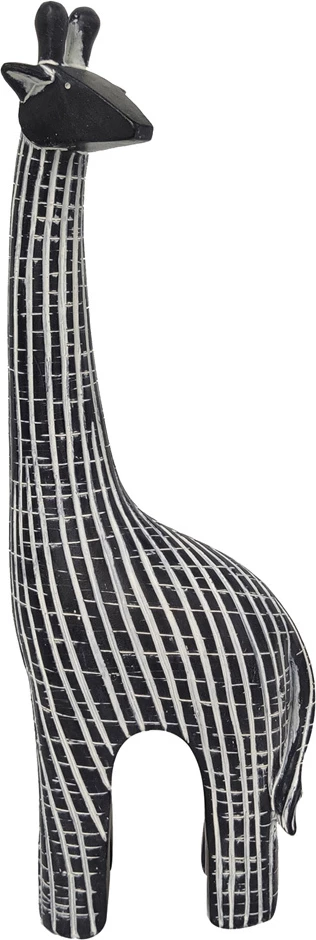Dekor gjirafë KAMILO, polirezine, e zezë-bardhë, 12x7x36cm