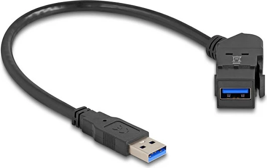 Kabllo zgjatuese USB-A DeLOCK panel mount, female 45° në male, 30 cm, 5 Gbps, e zezë