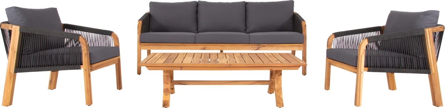 Set ulëse për kopsht ROSSWELL FH6084.01, 4 pjesë, dru akacie/antracit