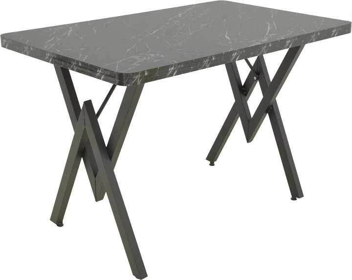 Tavolinë Vertex, efekt mermeri e zi, këmbë metalike të zeza, 110x70x72cm