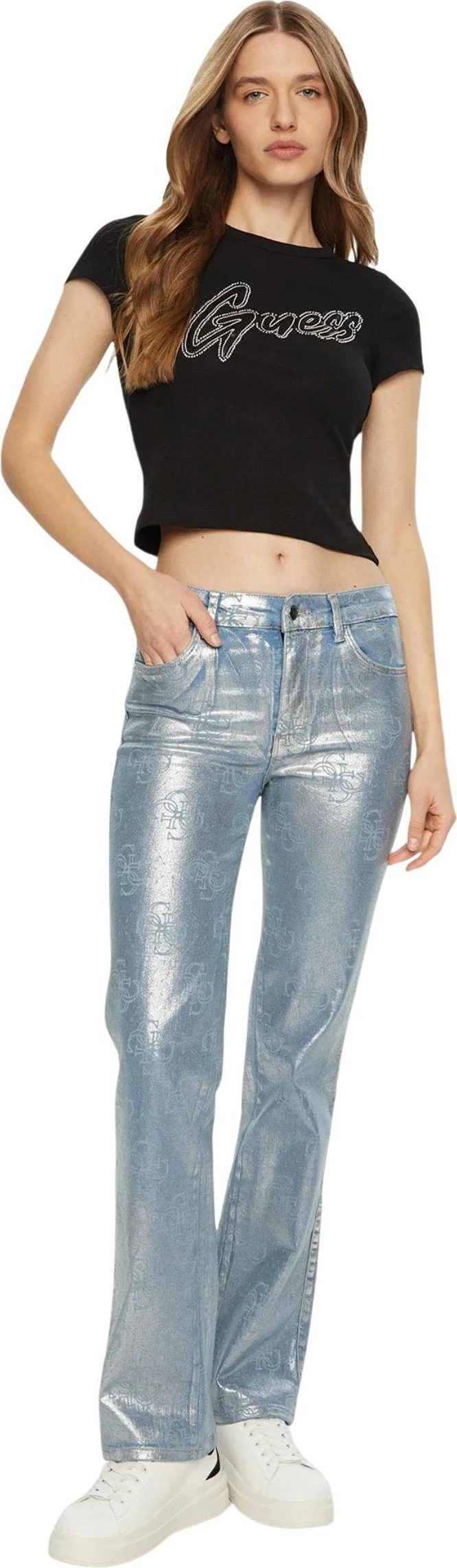 Maicë për femra Guess SS CN RIB LOGO TEE W5RI68 KA0H1, e zezë [Madhësia: L]