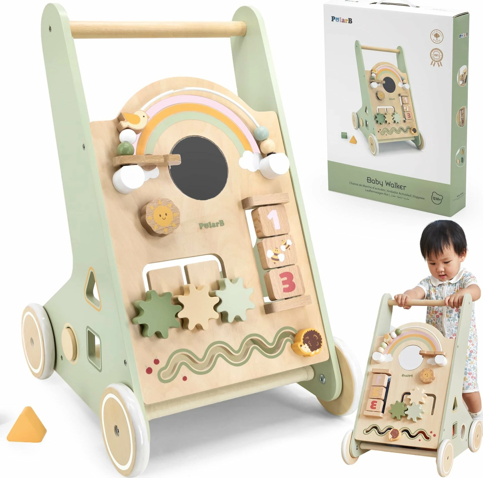 Walker edukativ Viga PolarB 44226, prej druri, 18+ muaj, i gjelbër