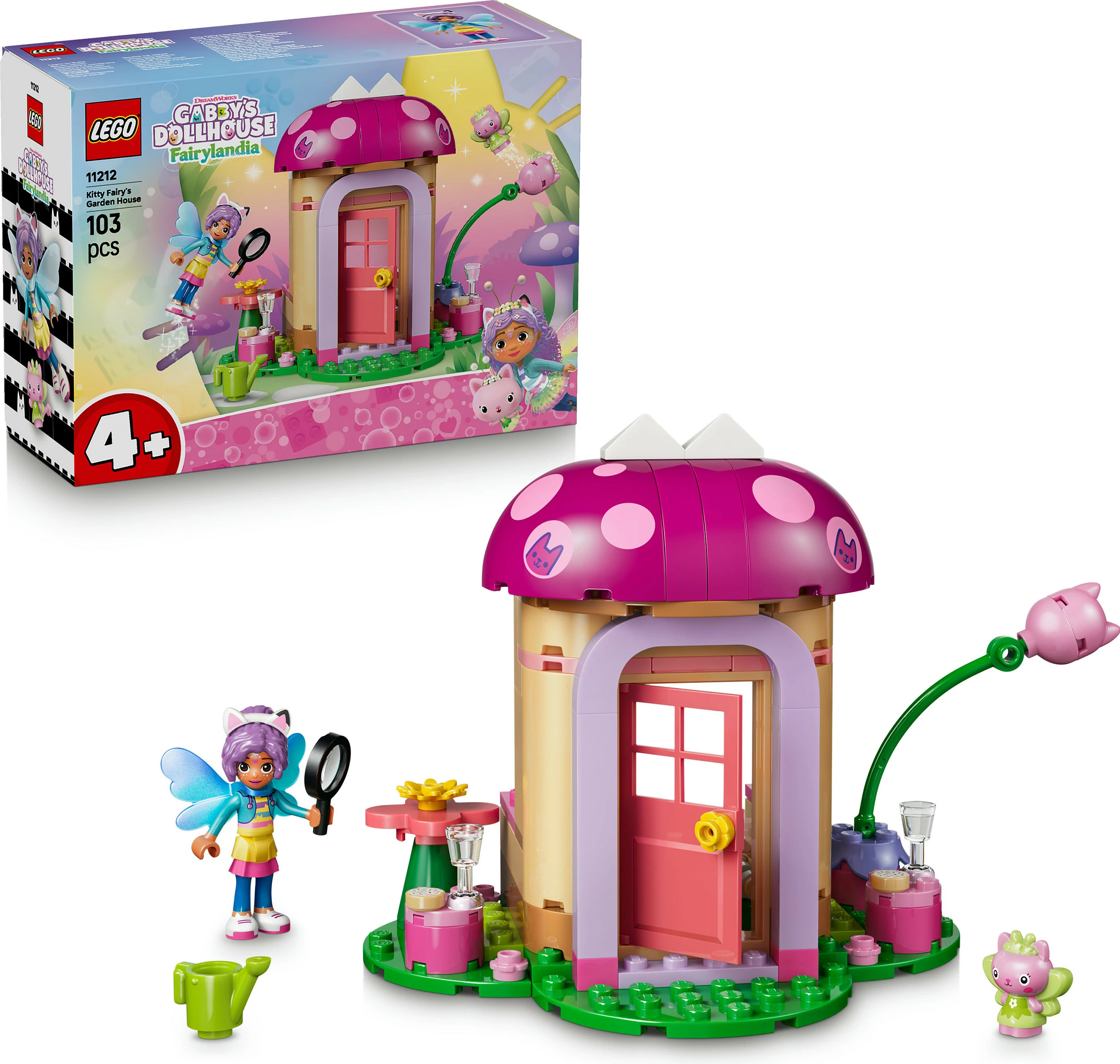 Set ndërtimi LEGO Gabby’s Dollhouse 11212 Kitty Fairy’s Garden House, 103 copë, 4+, shumëngjyrësh