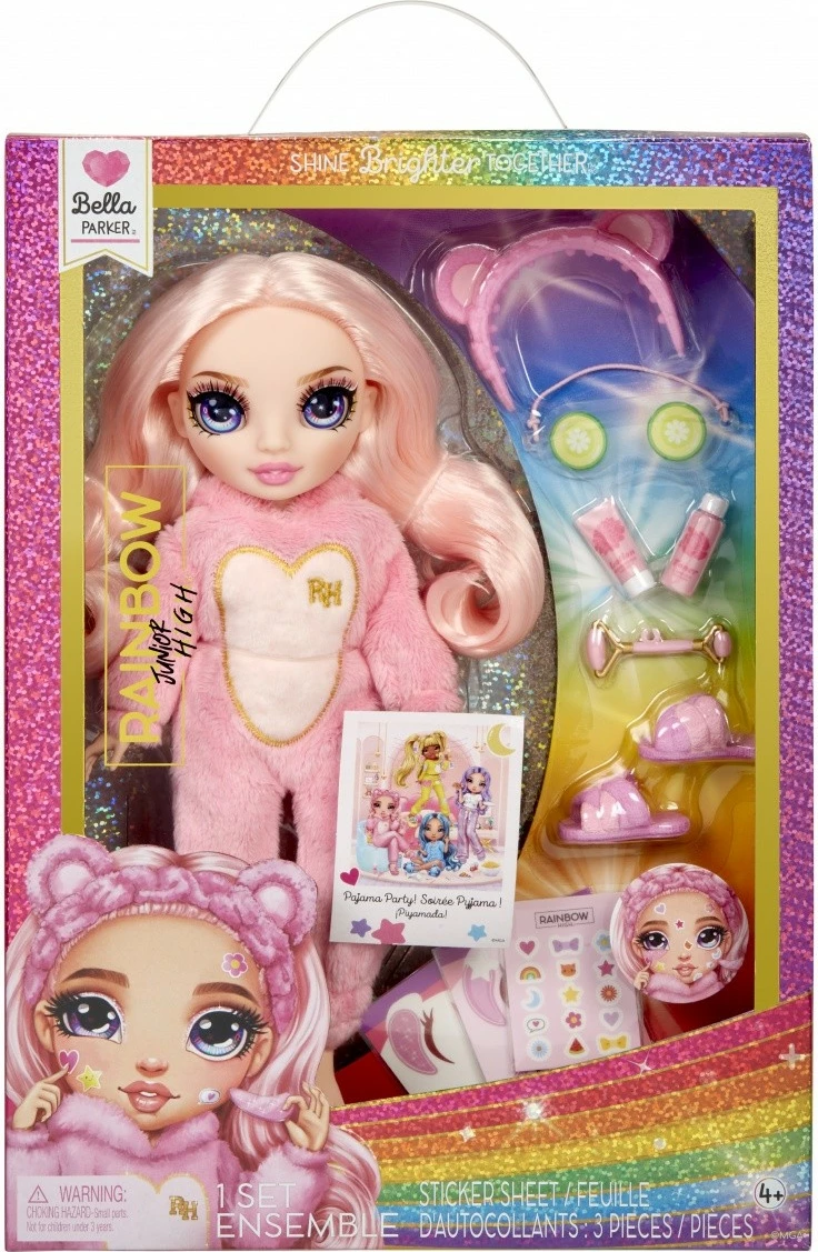 Kukull Rainbow High Junior High PJ Party, Bella Pink, me aksesorë, Rozë