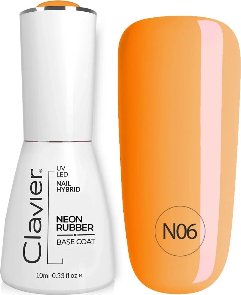 Bazë gome për thonj Clavier Luxury Neon Rubber Base N06 Orange Rainbow 10ml