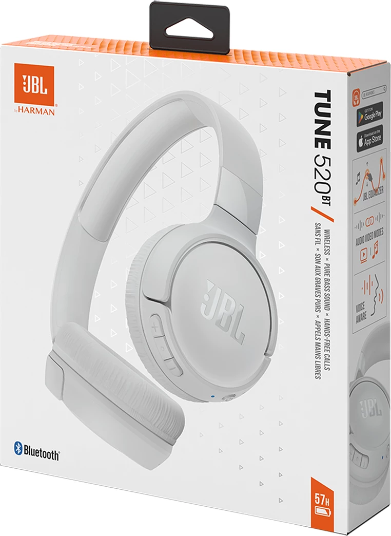Kufje wireless JBL Tune 520BT, Bluetooth 5.3, të bardha