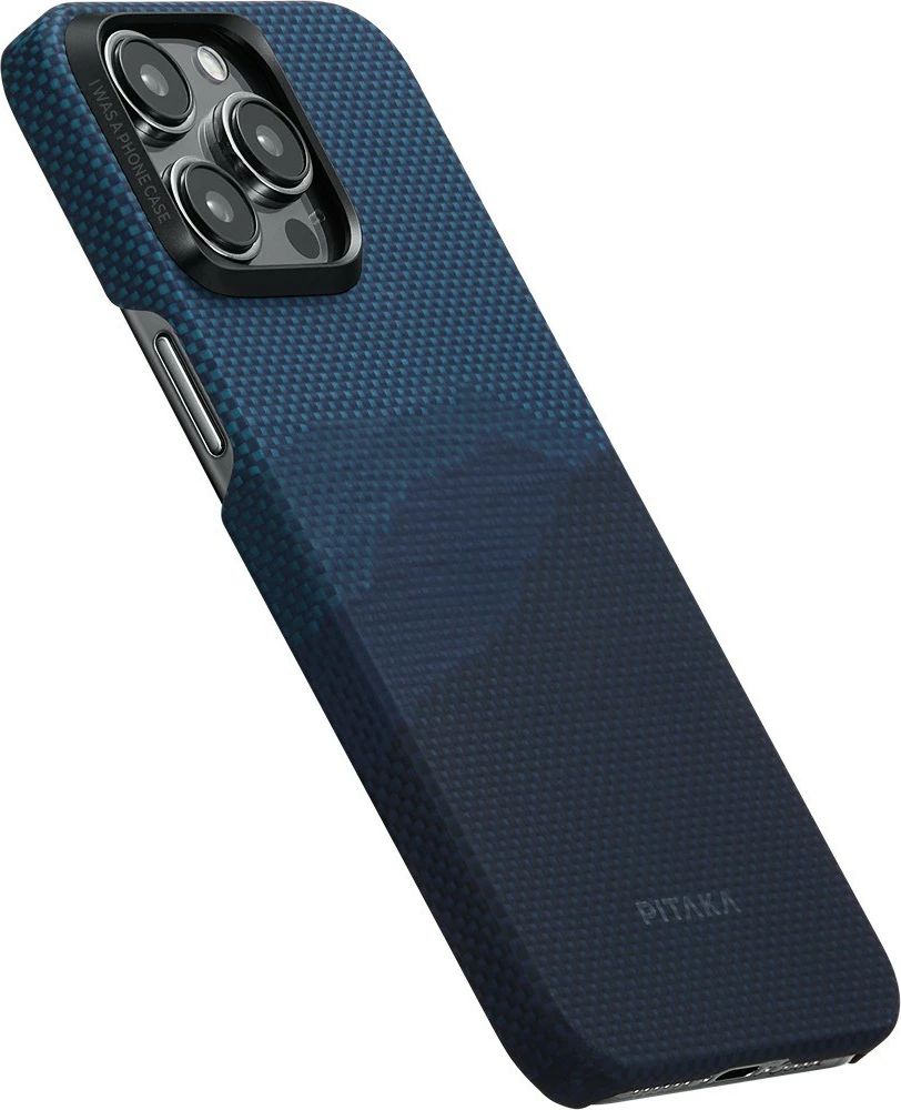 Mbështjellës Pitaka MagEZ Case 4 StarPeak Over the Horizon për iPhone 15 Pro Max, MagSafe, fibër aramidi, blu e errët