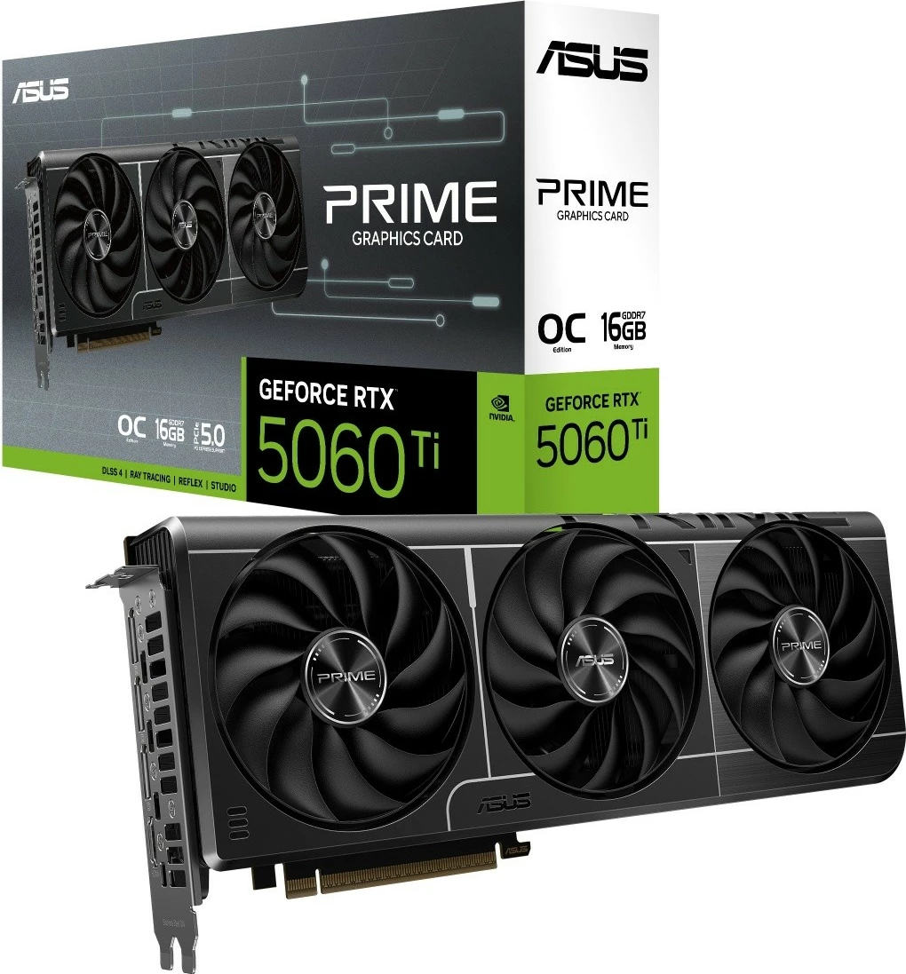 Kartelë grafike Asus GeForce RTX 5060 Ti Prime OC, 16GB GDDR7, 128-bit, 3x DisplayPort/HDMI, e zezë
