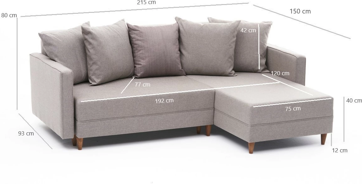 Kënd divan-krevat Aydam, ngjyrë krem, Atelier del Sofa