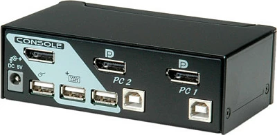 Switch KVM Roline DisplayPort USB 2.0, 2 PC, 3x USB 2.0, 1920x1200, i zi