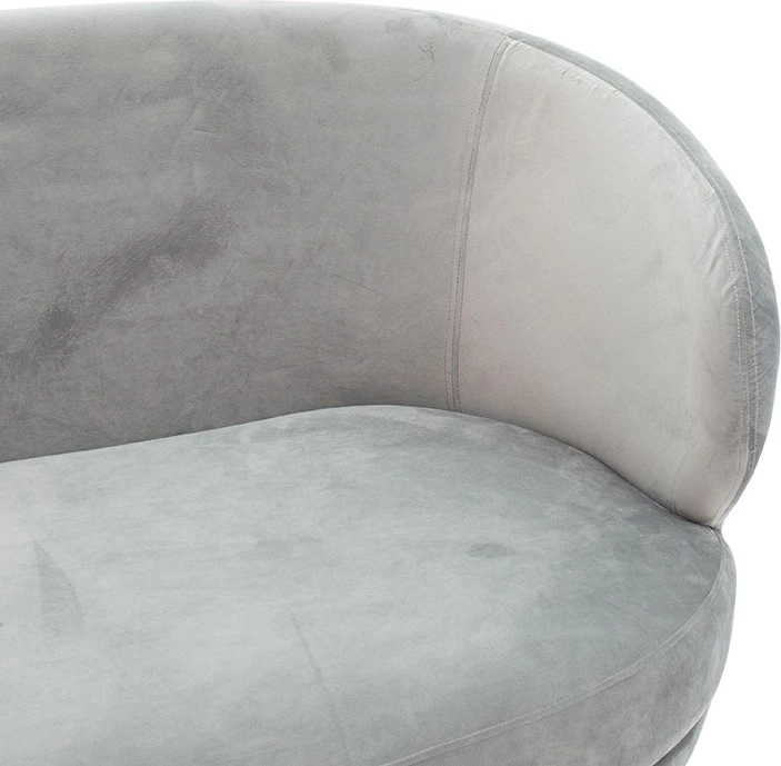 Divan dy ulëshe Rony, kadife gri, metal i artë, 132x82x83cm